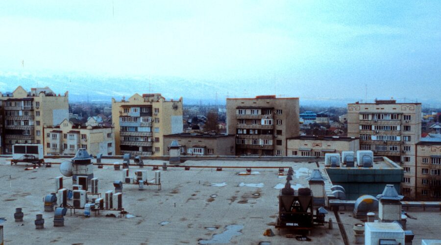 commercial roofing installation on flat building roof